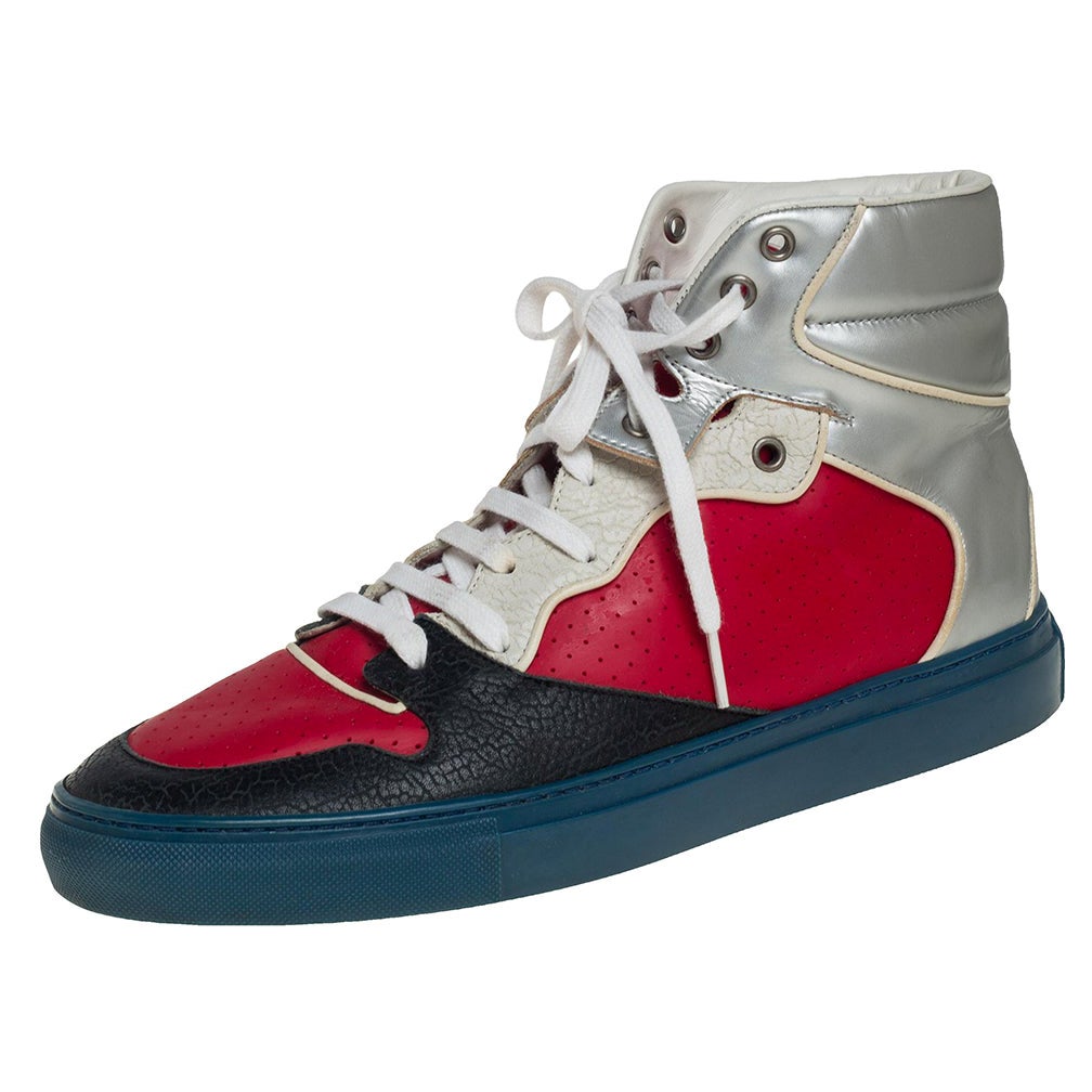 Balenciaga Off White Cracked Leather Lace Up HighTop Sneakers  eBay